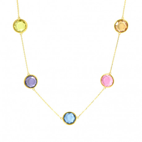Gargantilla oro 18 Kts piedras multicolor