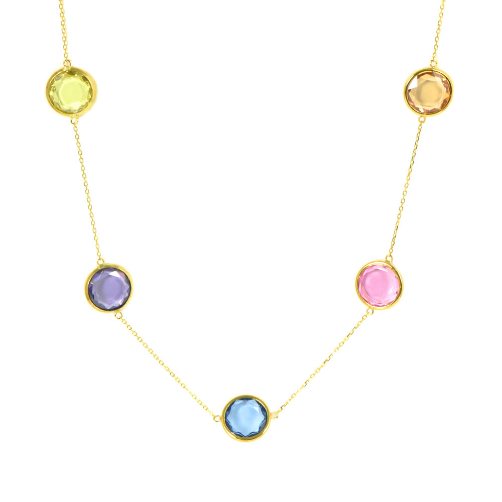 Gargantilla oro 18 Kts piedras multicolor