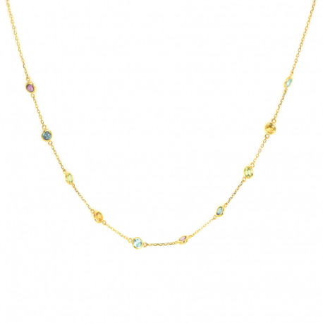 Collaret  d'or groc 18 Klts amb pedras multicolor