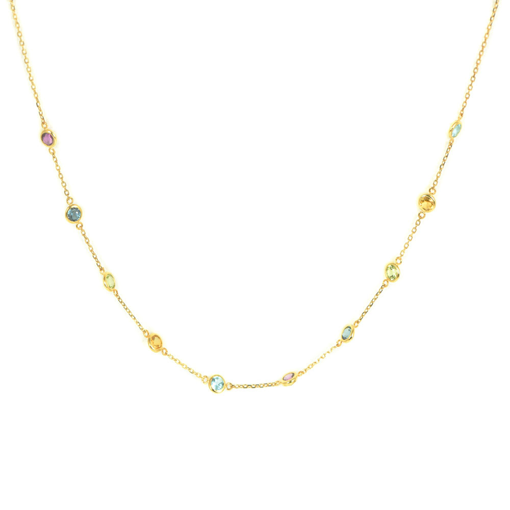 Gargantilla oro 18 Kts piedras multicolor