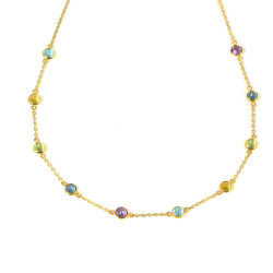 Collaret  d'or groc 18 Klts amb pedras multicolor