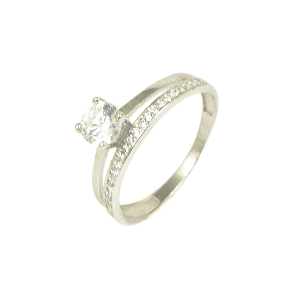 Anillo oro blanco 18 kilates con circonitas