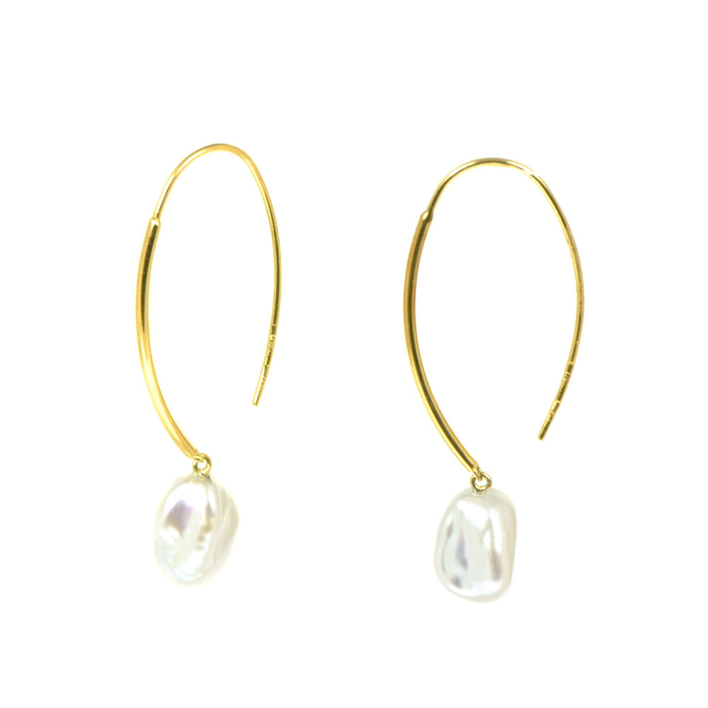 Pendientes oro amarillo 18 kts perla