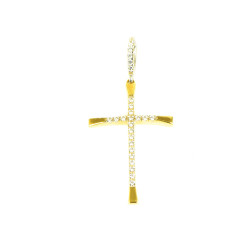 Cruz oro 18 kts bicolor circonitas