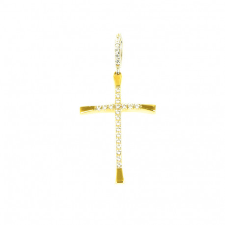 Cruz oro 18 kts bicolor circonitas