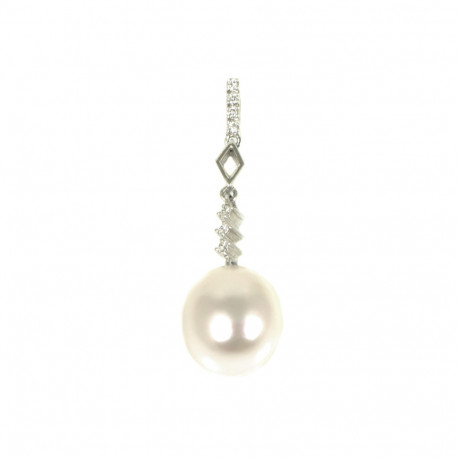 Penjoll diamants i perla de riu y or de 18 krts