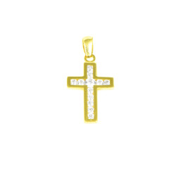 Creu or 18 kts llisa amb circonitas