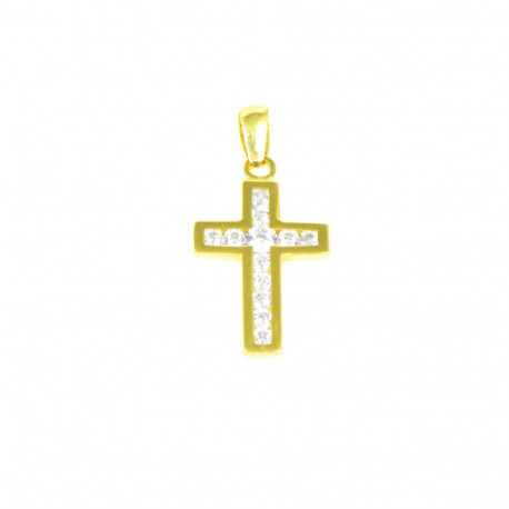 Creu or 18 kts llisa amb circonitas