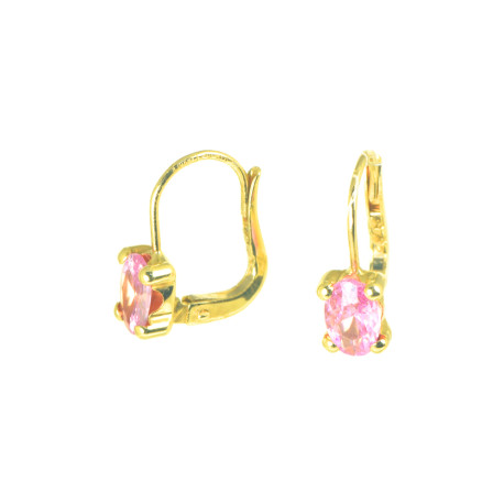 Pendientes oro amarillo 18 kts piedra rosa
