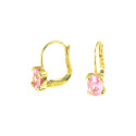 Pendientes oro amarillo 18 kts piedra rosa