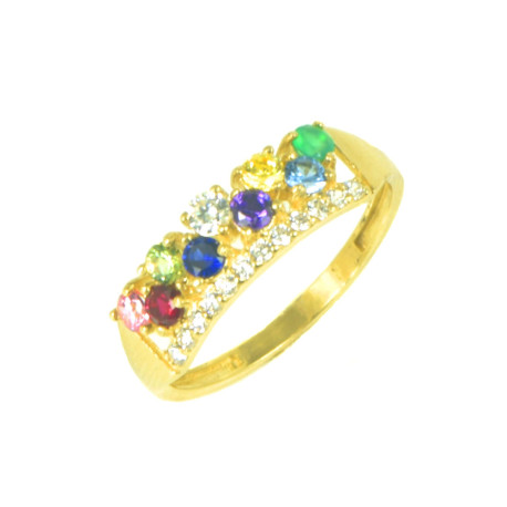 Anillo piedras multicolor oro 18 kilates