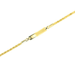 Pulsera bebé oro bicolor 18 kts con placa