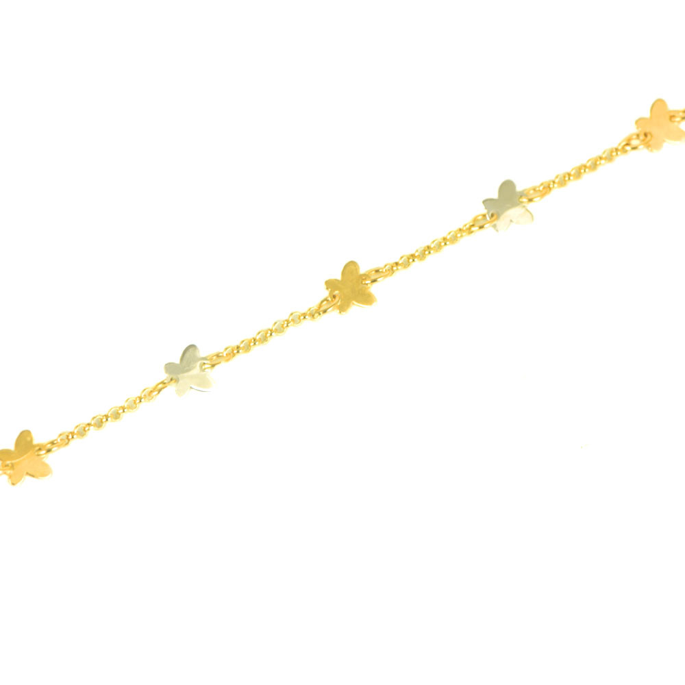 Pulsera para bebé oro 18 kts con mariposas