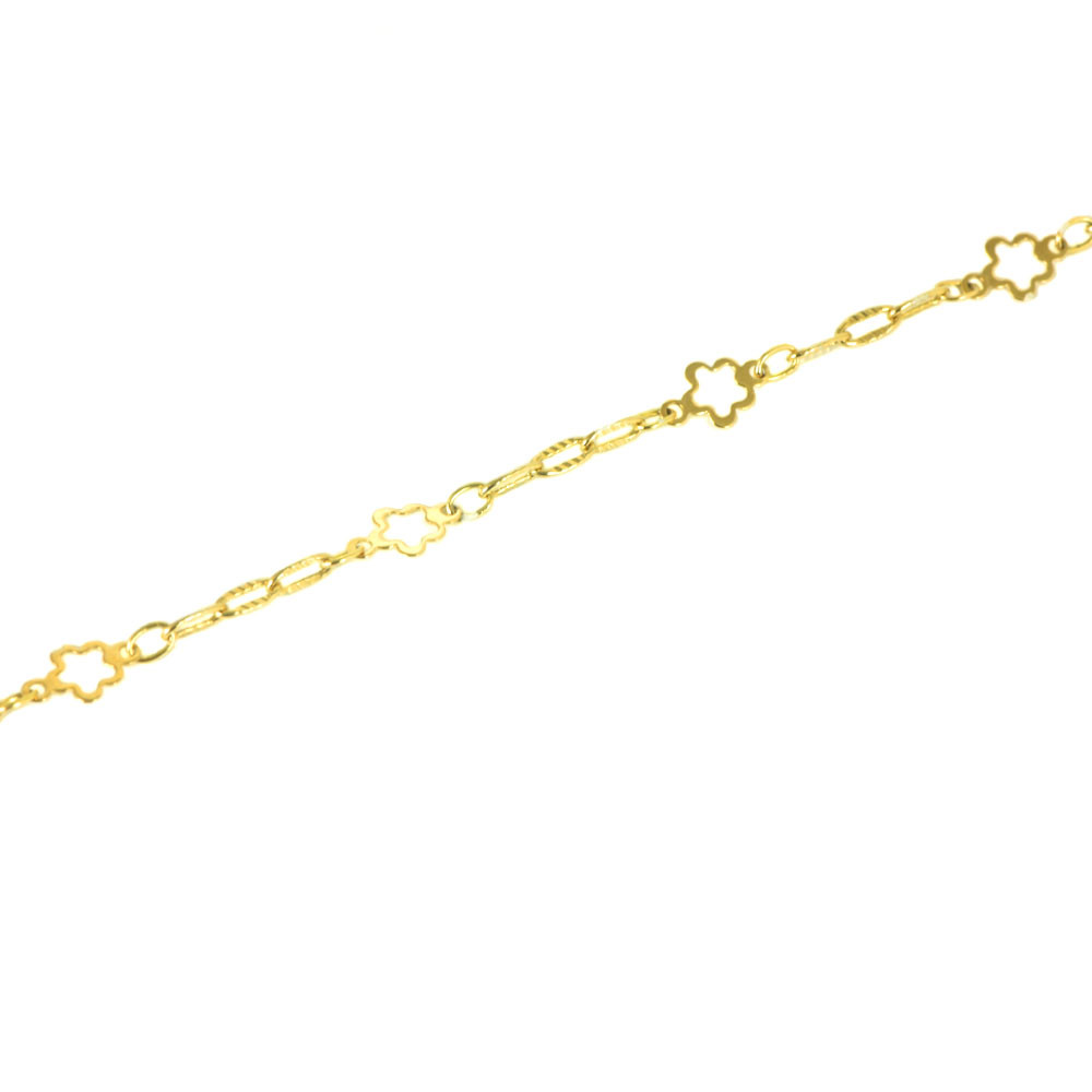 Pulsera para bebé oro 18 kts con flores