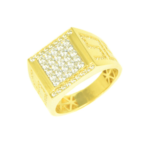 Anillo hombre oro amarillo 18 kilates circonitas