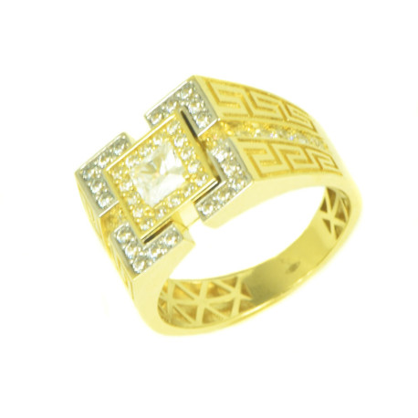 Anillo hombre oro amarillo 18 kilates circonitas