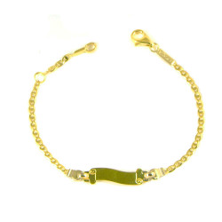 Pulsera bebé oro bicolor 18 kts con placa