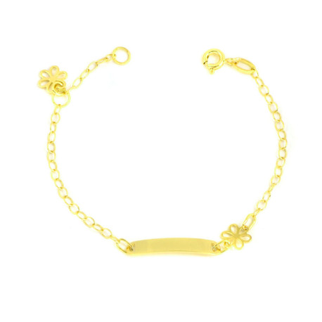 Pulsera para bebé oro 18 kts con flores