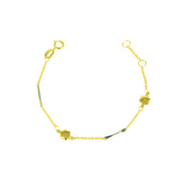 Pulsera para bebé oro 18 kts con flores