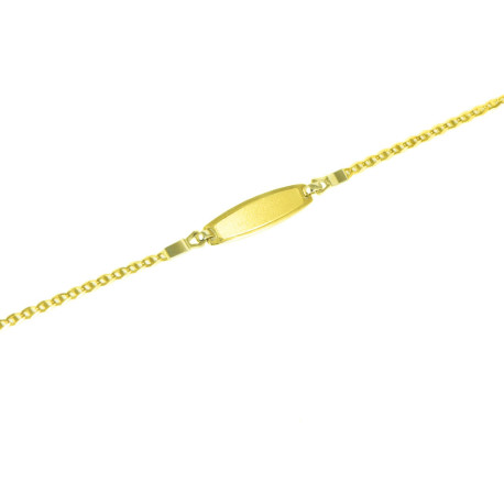 Pulsera bebé oro bicolor 18 kts con placa