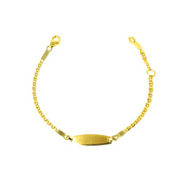 Pulsera bebé oro bicolor 18 kts con placa