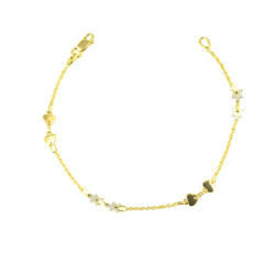 Pulsera oro 18 kts bicolor mujer corazones