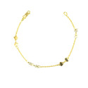 Pulsera oro 18 kts bicolor mujer corazones y estrellas