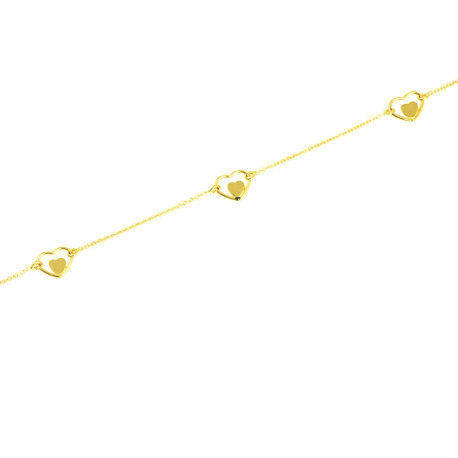 Pulsera oro 18 kts mujer corazones