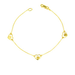 Pulsera oro 18 kts mujer corazones