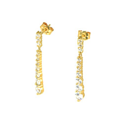 Pendientes oro 18 kts largos circonitas