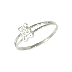 Anillo oro blanco 18 kilates niños circonitas