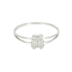 Anillo oro blanco 18 kilates niños circonitas