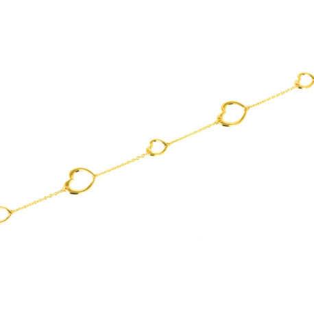 Pulsera oro 18 kts mujer corazones