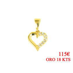 Colgante de oro 18 kts corazón circonitas