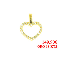 Colgante de oro 18 kts corazón circonitas