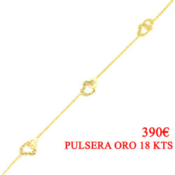 Pulsera oro 18 kts mujer corazones