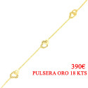 Pulsera oro 18 kts mujer corazones