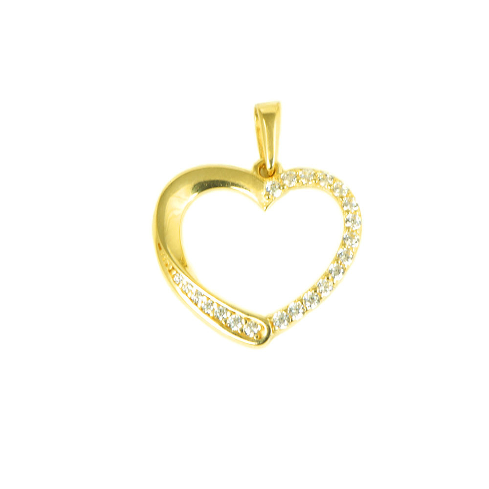 Colgante de oro 18 kts corazón circonitas
