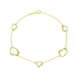 Pulsera oro 18 kts mujer corazones