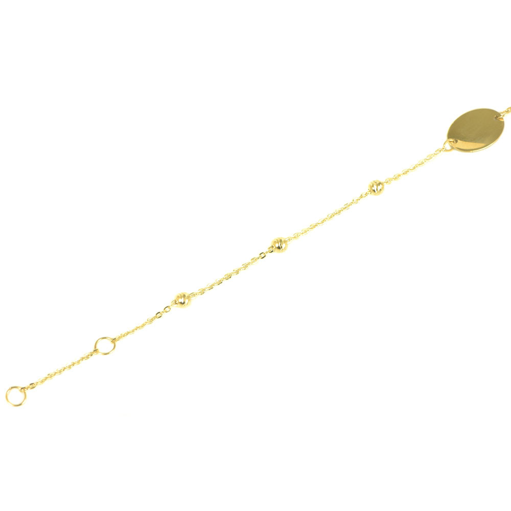 Pulsera bebé oro bicolor 18 kts con placa