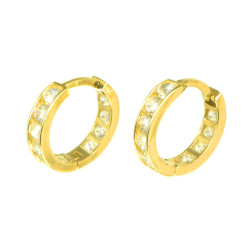 Pendientes aros oro 18 kts con circonitas