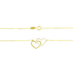 Gargantilla oro amarillo 18kts círculos y corazones