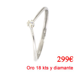 ANILLO ORO BLANCO 18 KTS CON DIAMANTE