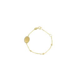 Pulsera bebé oro bicolor 18 kts con placa