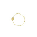 Pulsera bebé oro bicolor 18 kts con placa