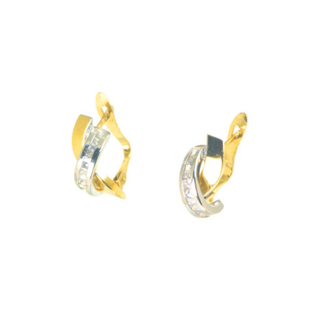 Pendientes oro 18 kts bicolor circonitas